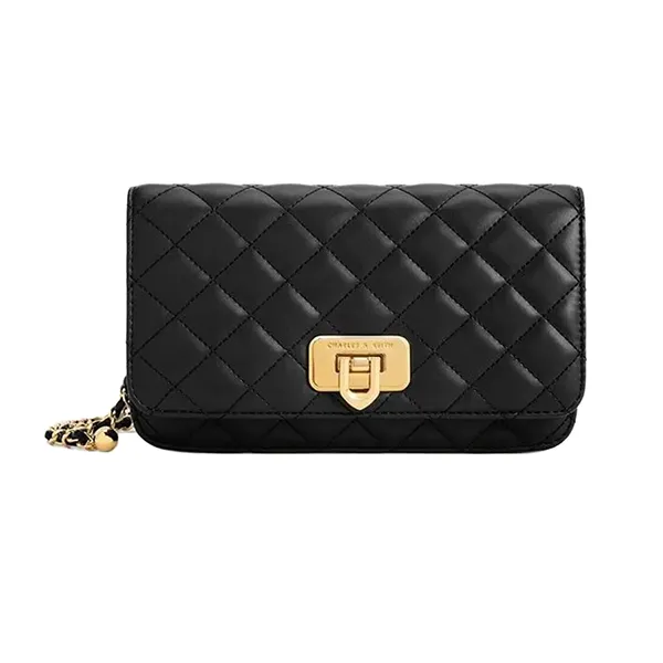 Túi Đeo Vai Nữ Charles & Keith Cressida Quilted Rectangular Clutch Black CK2-70160131_BLACK Màu Đen