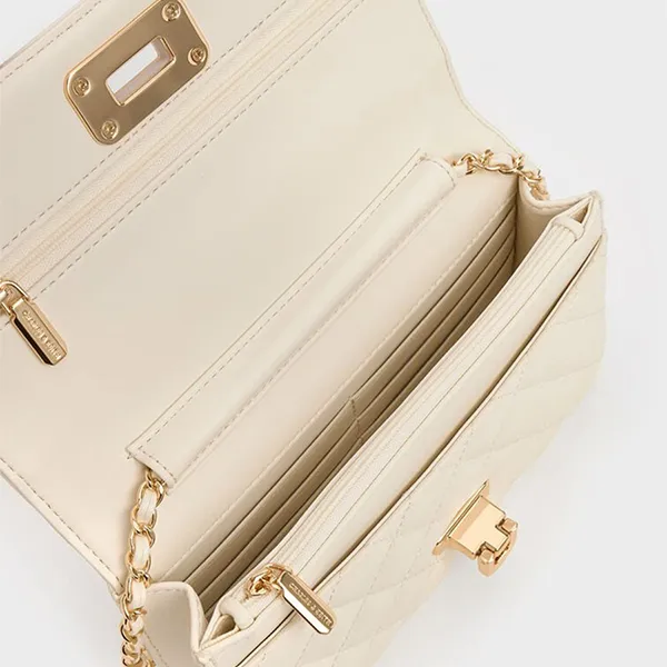 Túi Đeo Vai Nữ Charles & Keith Cressida Quilted Rectangular Clutch Cream CK2-70160131_CREAM Màu Kem
