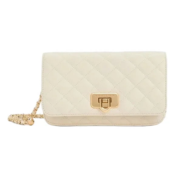 Túi Đeo Vai Nữ Charles & Keith Cressida Quilted Rectangular Clutch Cream CK2-70160131_CREAM Màu Kem