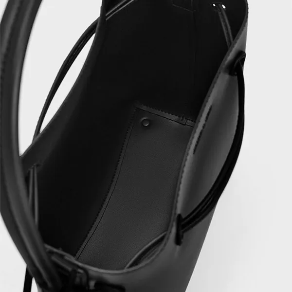 Túi Đeo Vai Nữ Charles & Keith Drawstring Hobo Jet Shoulder Bag Black CK2-40780136 Màu Đen