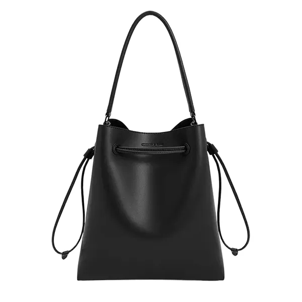 Túi Đeo Vai Nữ Charles & Keith Drawstring Hobo Jet Shoulder Bag Black CK2-40780136 Màu Đen