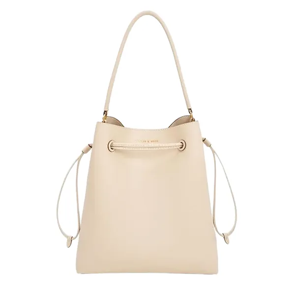 Túi Đeo Vai Nữ Charles & Keith Drawstring Hobo Shoulder Bag CK2-40780136 Màu Be