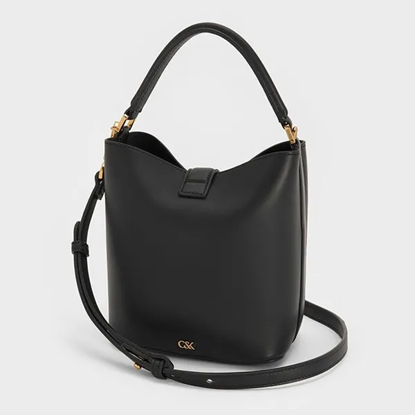 Túi Đeo Vai Nữ Charles & Keith Gabine Leather Rectangular Shoulder Bag Black SL2-10681222_BLACK Màu Đen