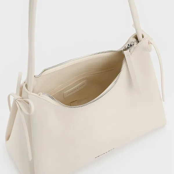 Túi Đeo Vai Nữ Charles & Keith Hazel Bow Cream Shoulder Bag CK2-40160249 Màu Kem