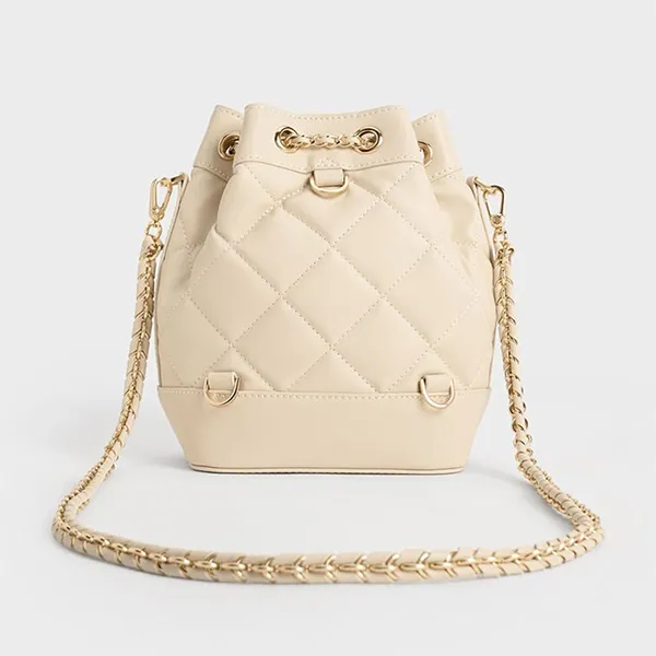 Túi Đeo Vai Nữ Charles & Keith Quilted Two-Way Rectangular Bucket Bag Beige CK2-10701506_BEIGE Màu Be