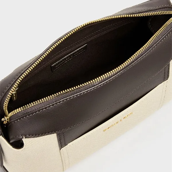 Túi Đeo Vai Nữ Charles & Keith Roan Canvas Dark Brown CK2-51200038-1_EP.BRW Màu Nâu Sẫm