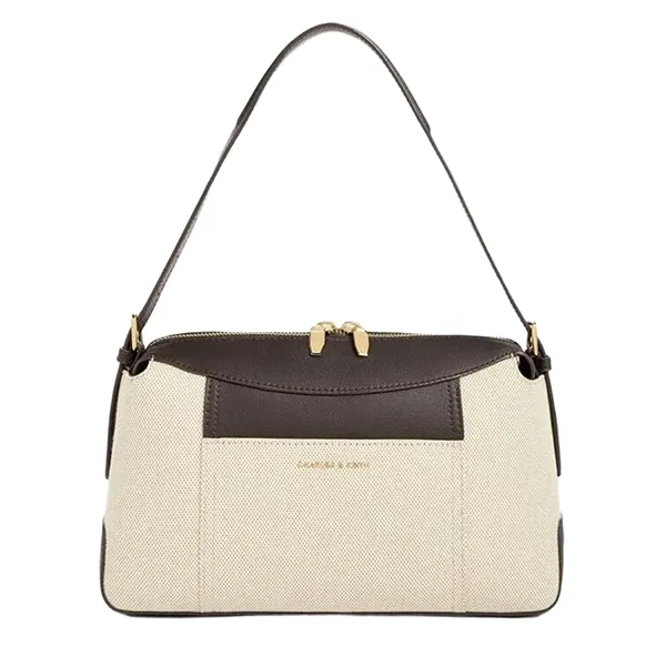 Túi Đeo Vai Nữ Charles & Keith Roan Canvas Dark Brown CK2-51200038-1_EP.BRW Màu Nâu Sẫm