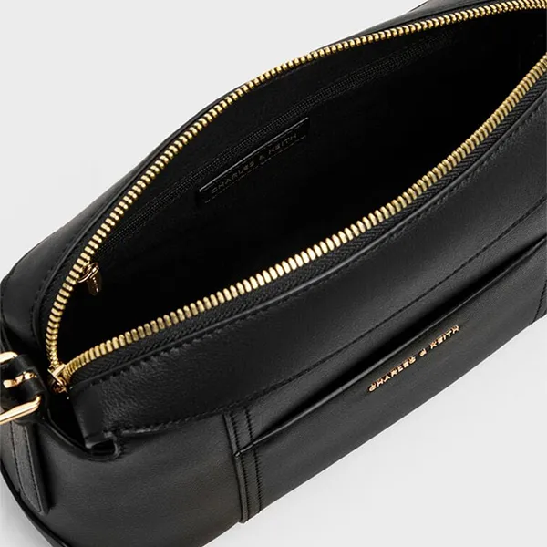 Túi Đeo Vai Nữ Charles & Keith Roan Trapezoid Shoulder Bag Black CK2-51200038_BLACK Màu Đen