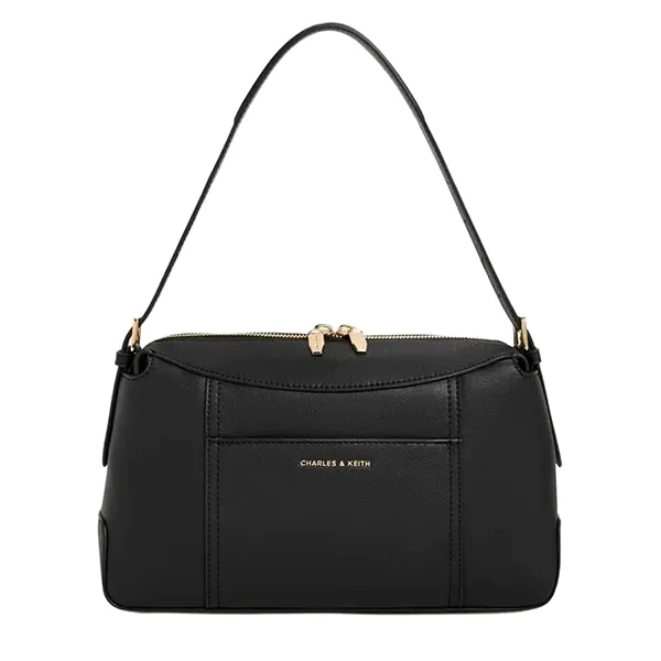 Túi Đeo Vai Nữ Charles & Keith Roan Trapezoid Shoulder Bag Black CK2-51200038_BLACK Màu Đen