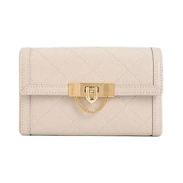 Túi Đeo Vai Nữ Charles & Keith Tallulah Quilted Fold Over Clutch Grey White CK2-70701372_OAT Màu Trắng Xám