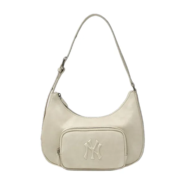 Túi Đeo Vai Nữ MLB Basic Vintage Logo Hobo Bag New York Yankees 3ABQV026N-50CRS Màu Kem