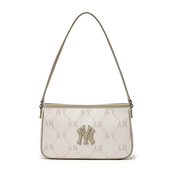 Túi Đeo Vai Nữ MLB New York Yankees Diamond Monogram Jacquard Mini Hobo Bag Cream 3ABQMJ16N-50CRD Màu Kem Họa Tiết