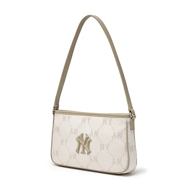 Túi Đeo Vai Nữ MLB New York Yankees Diamond Monogram Jacquard Mini Hobo Bag Cream 3ABQMJ16N-50CRD Màu Kem Họa Tiết