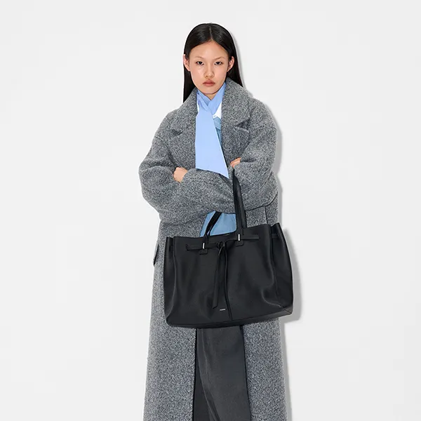 Túi Đeo Vai Nữ Pedro Demi Oversized Leather Tote Bag PW2-46390030 Black Màu Đen