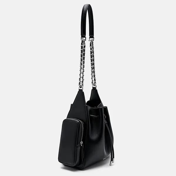 Túi Đeo Vai Nữ Pedro Drawstring Bucket Bag PW2-15060016 Black Màu Đen