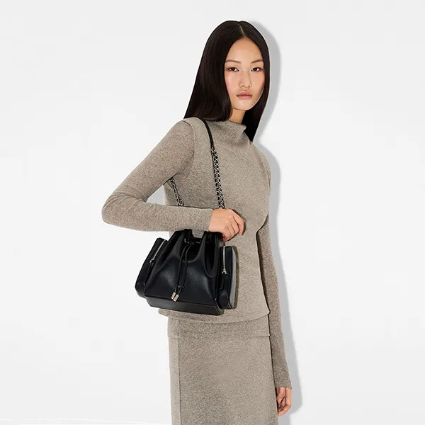 Túi Đeo Vai Nữ Pedro Drawstring Bucket Bag PW2-15060016 Black Màu Đen