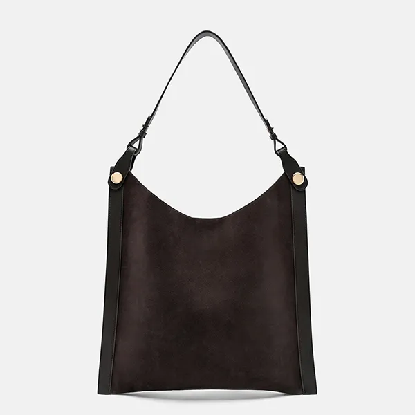 Túi Đeo Vai Nữ Pedro Icon Oversized Suede Shoulder Bag Dark Brown PW2-75210179-1 Màu Nâu Đậm