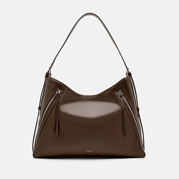Túi Đeo Vai Nữ Pedro Kristen Trapezoid Shoulder Bag Dark Brown PW2-35060024 Màu Nâu Đậm