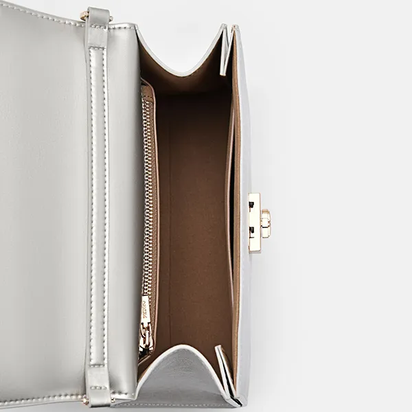 Túi Đeo Vai Nữ Pedro Leather Handbag PW2-56390043-1 Silver Màu Bạc