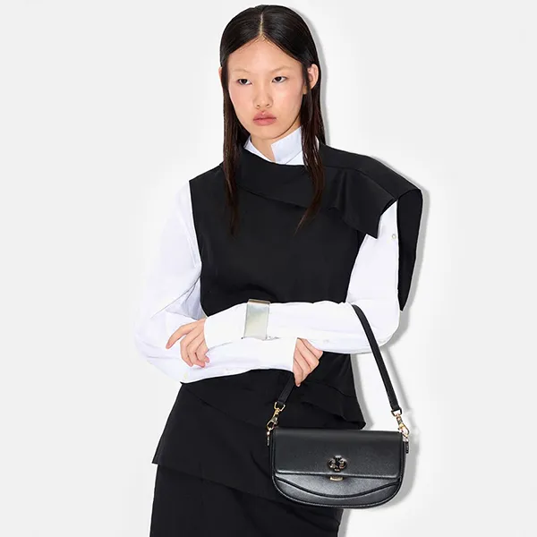 Túi Đeo Vai Nữ Pedro Leather Shoulder Bag PW2-76390135 Black Màu Đen