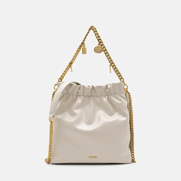Túi Đeo Vai Nữ Pedro Pleated Cami Shoulder Bag PW2-75060105-1 Beige Màu Be
