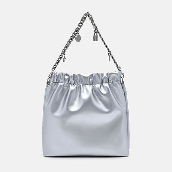Túi Đeo Vai Nữ Pedro Pleated Cami Shoulder Bag Silver PW2-75060105-1 Màu Bạc