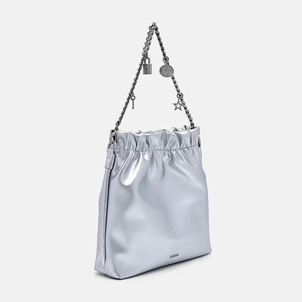 Túi Đeo Vai Nữ Pedro Pleated Cami Shoulder Bag Silver PW2-75060105-1 Màu Bạc