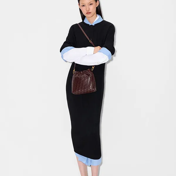 Túi Đeo Vai Nữ Pedro Small Square Shoulder Bag Burgundy Red PW2-75060105-2 Màu Đỏ Tía