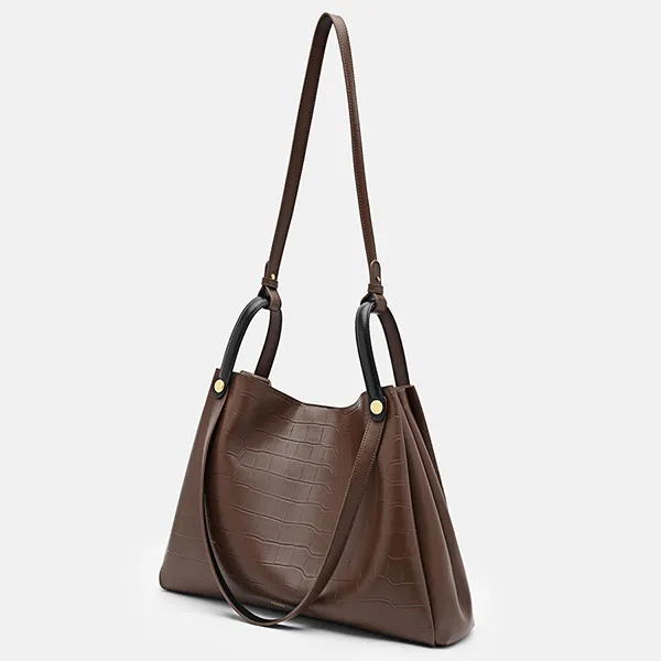 Túi Đeo Vai Nữ Pedro Stirrup Tote Bag PW2-45060025 Dark Brown Màu Nâu