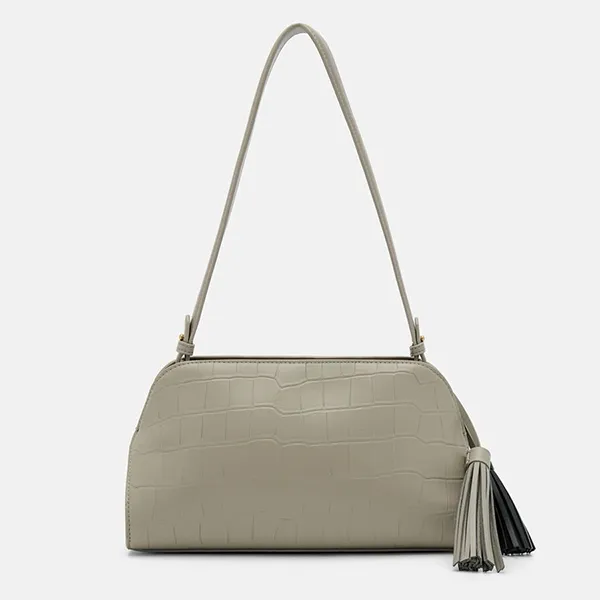 Túi Đeo Vai Nữ Pedro Trapezoid Tassel Shoulder Bag Gray Brown PW2-75060133_TAUPE Màu Xám - Nâu