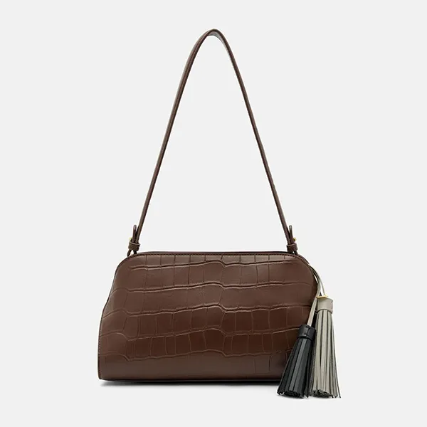 Túi Đeo Vai Nữ Pedro Trapezoid Tassel Shoulder Bag Tassel PW2-75060133_DK.BRW Màu Nâu Đậm