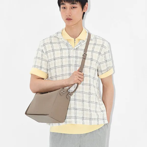 Túi Đeo Vai Pedro Demi Maxi Rectangular Shoulder Bag Gray Brown PW2-75210180-1 Màu Nâu Xám