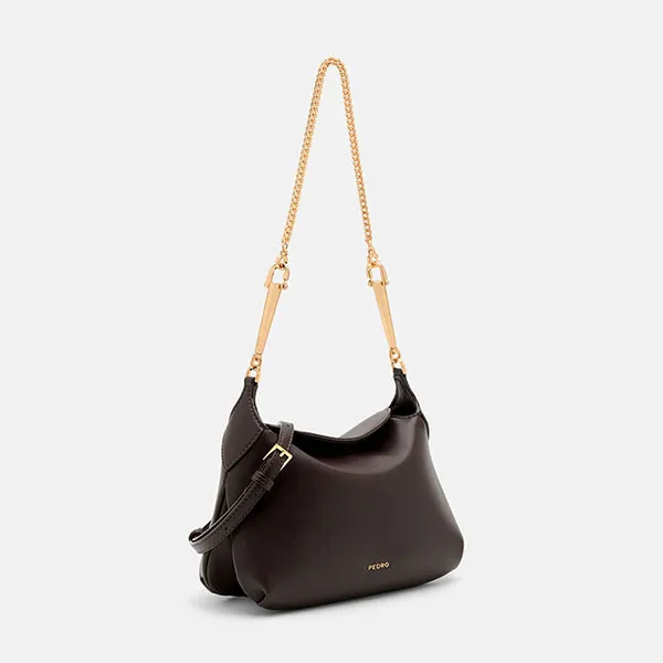 Túi Đeo Vai Nữ Pedro Horsebit Shoulder Bag PW2-75210189 Màu Nâu Đậm