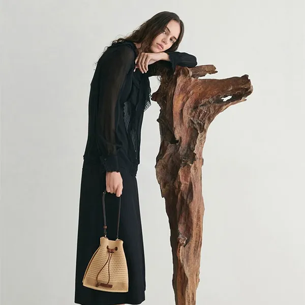 Túi Rút Dây Nữ Charles & Keith Ida Knitted Beige CK2-10782580_BEIGE Màu Be