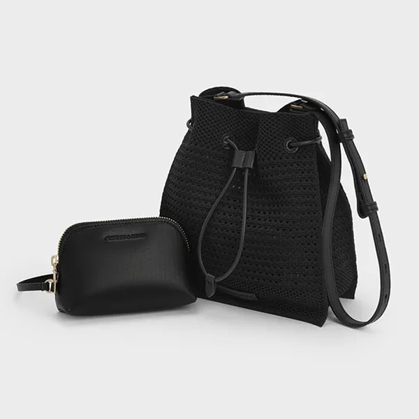 Túi Rút Dây Nữ Charles & Keith Ida Knitted Black CK2-10782580_BLACK Màu Đen