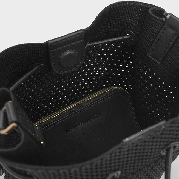 Túi Rút Dây Nữ Charles & Keith Ida Knitted Black CK2-10782580_BLACK Màu Đen