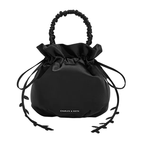 Túi Rút Dây Nữ Charles & Keith Mabel Satin Floral Vine Noir CK2-10151623-A_NOIR Màu Đen