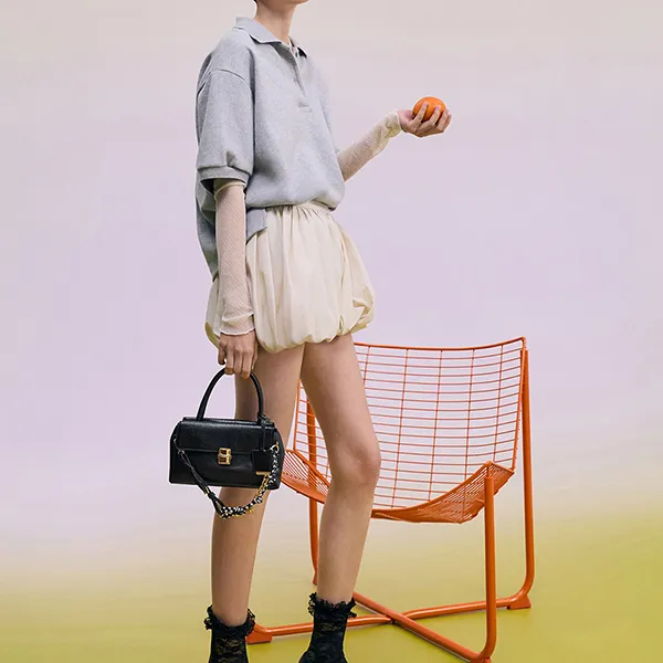 Túi Tote Nữ Charles & Keith CNK Acelynn Rope-Chain Distressed Black CK2-30671895 Màu Đen