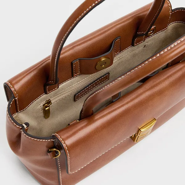 Túi Tote Nữ Charles & Keith CNK Acelynn Rope-Chain Distressed Tan CK2-30671895 Màu Nâu