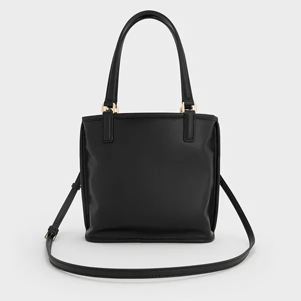 Túi Tote Nữ Charles & Keith CNK Addison Knotted Rope Double Handle Black CK2-30671765 Màu Đen
