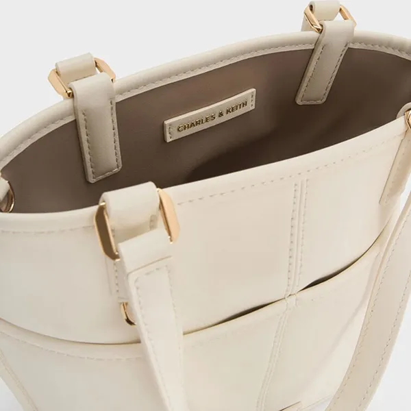 Túi Tote Nữ Charles & Keith CNK Addison Knotted-Rope Double-Handle CK2-30671765 Màu Kem
