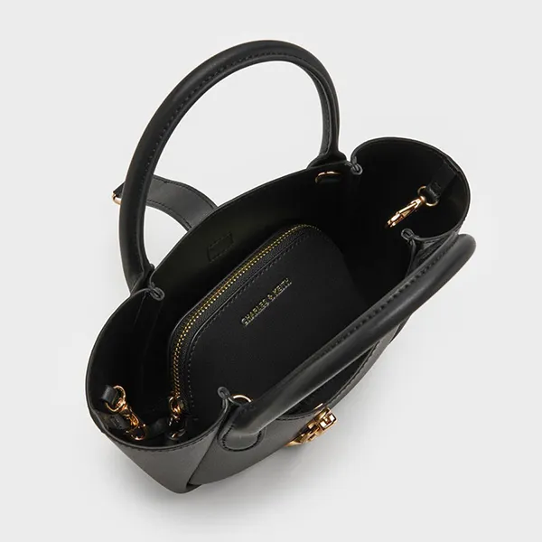 Túi Tote Nữ Charles & Keith CNK Agatha Chain Accent Bag Black CK2-30782818 Màu Đen