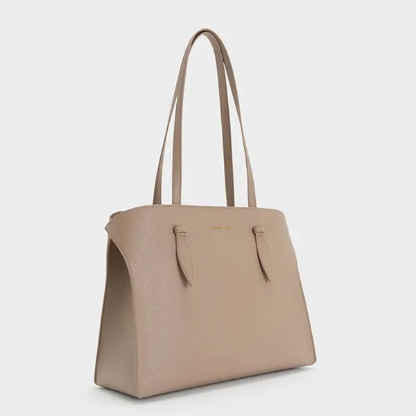 Túi Tote Nữ Charles & Keith CNK Allyn Trapezoid Bag Grayish Brown CK2-30782735 Màu Nâu Xám