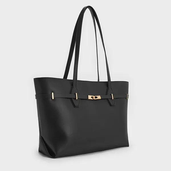 Túi Tote Nữ Charles & Keith CNK Arlet Rectangular Bag Black CK2-30271639 Màu Đen