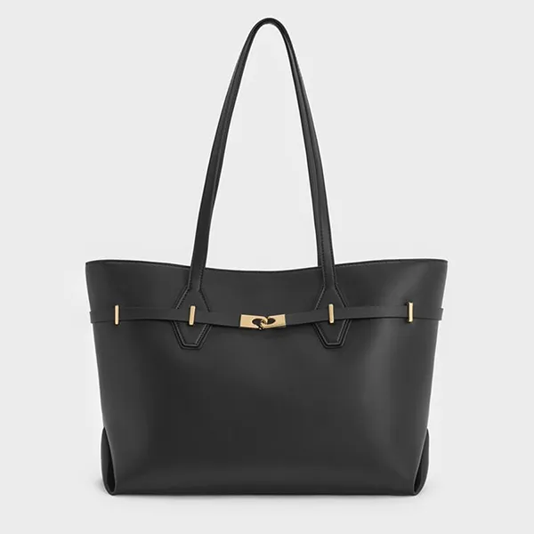 Túi Tote Nữ Charles & Keith CNK Arlet Rectangular Bag Black CK2-30271639 Màu Đen