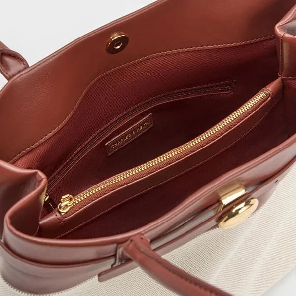 Túi Tote Nữ Charles & Keith CNK Behn Belted Rectangular Bag Brick CK2-30271710-1 Màu Kem