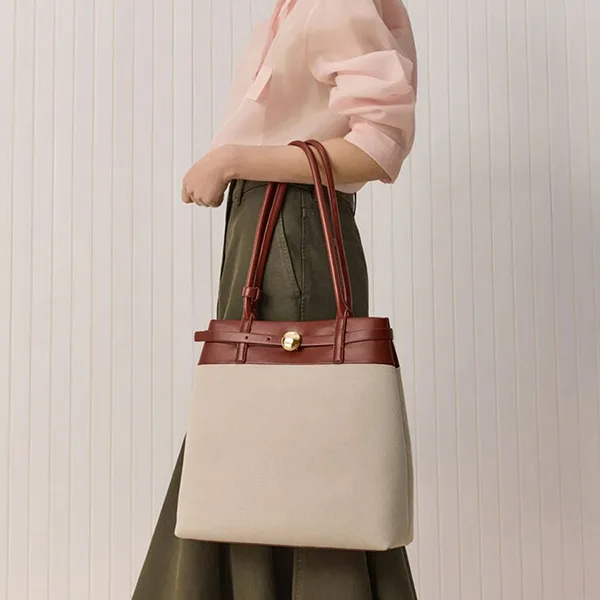 Túi Tote Nữ Charles & Keith CNK Behn Belted Rectangular Bag Brick CK2-30271710-1 Màu Kem