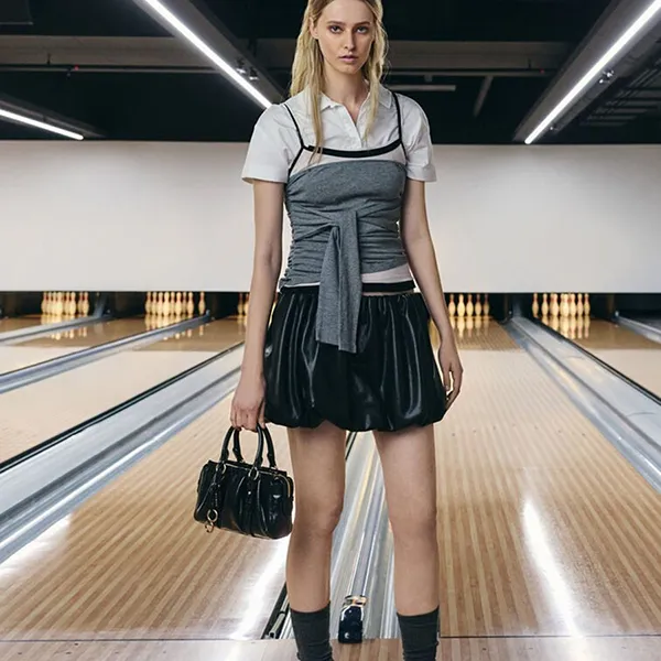 Túi Tote Nữ Charles & Keith CNK Britton Ruched Rectangular Bag Black CK2-30671820 Màu Đen