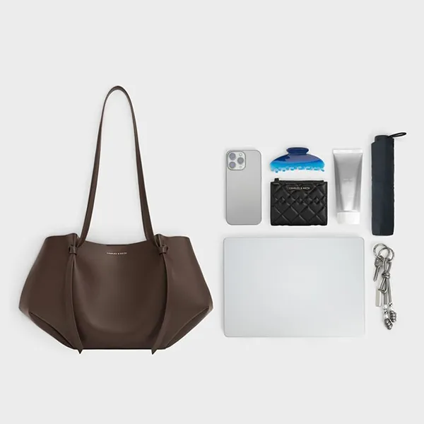 Túi Tote Nữ Charles & Keith CNK Calla Tote Bag Dark Brown CK2-30671662 Màu Nâu Đậm
