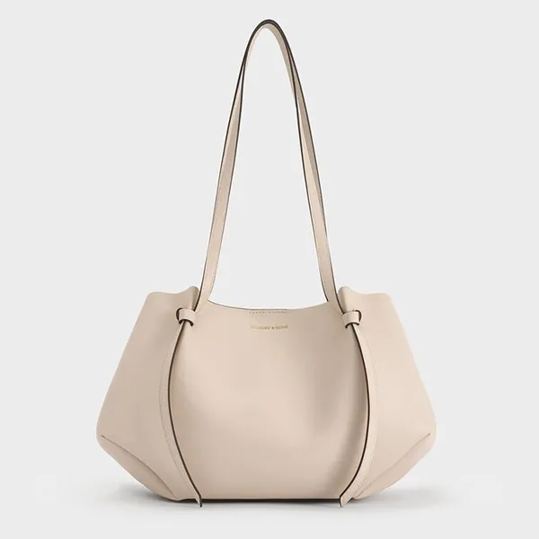Túi Tote Nữ Charles & Keith CNK Calla Tote Bag Gray And White CK2-30671662 Màu Xám Trắng